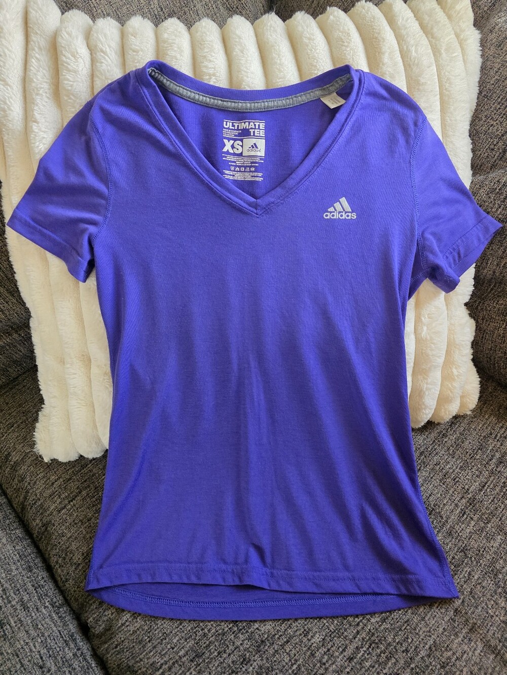 Adidas Women's Violet V-Neck Short Sleeve Tee
